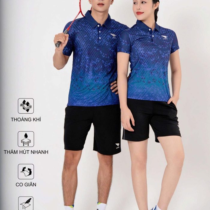 Áo Cầu Lông, Áo Pickleball Bóng Chuyền Hiwing P4 Nam Nữ Màu Xanh Than