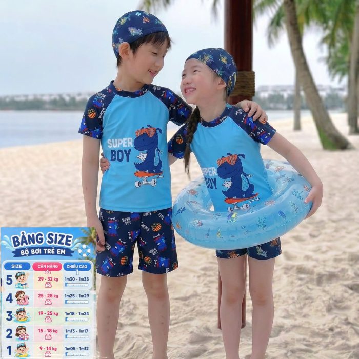 Bộ Đồ Bơi Trẻ Em Hiwing SKID-1 Khủng Long Xanh (Tặng Kèm Mũ Bơi Đồng Bộ)