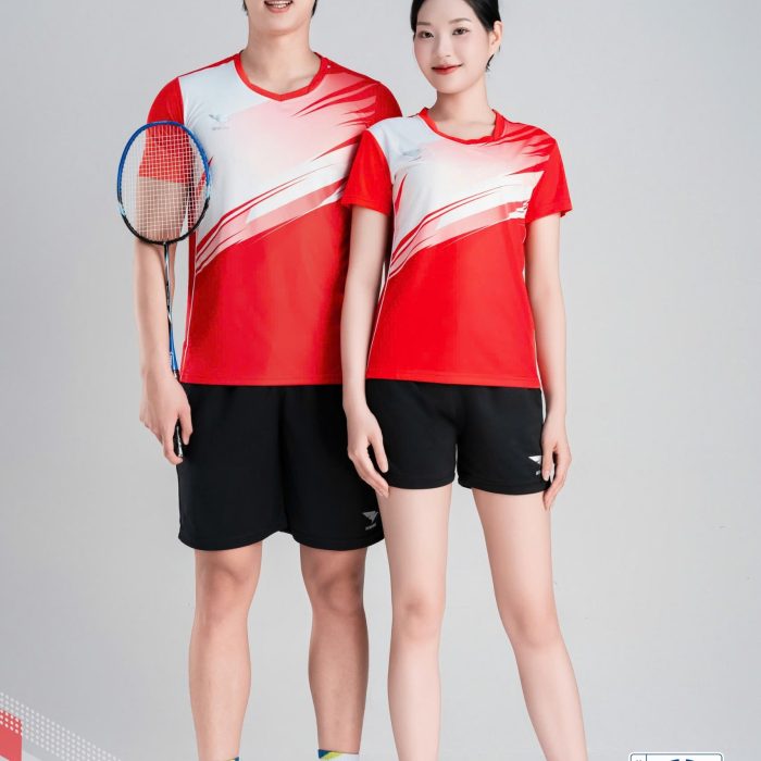 Áo Cầu Lông Hiwing M1 Nam Nữ Màu Đỏ – Cooling Fabric Co Giãn 4 Chiều, Thấm Hút Mồ Hôi