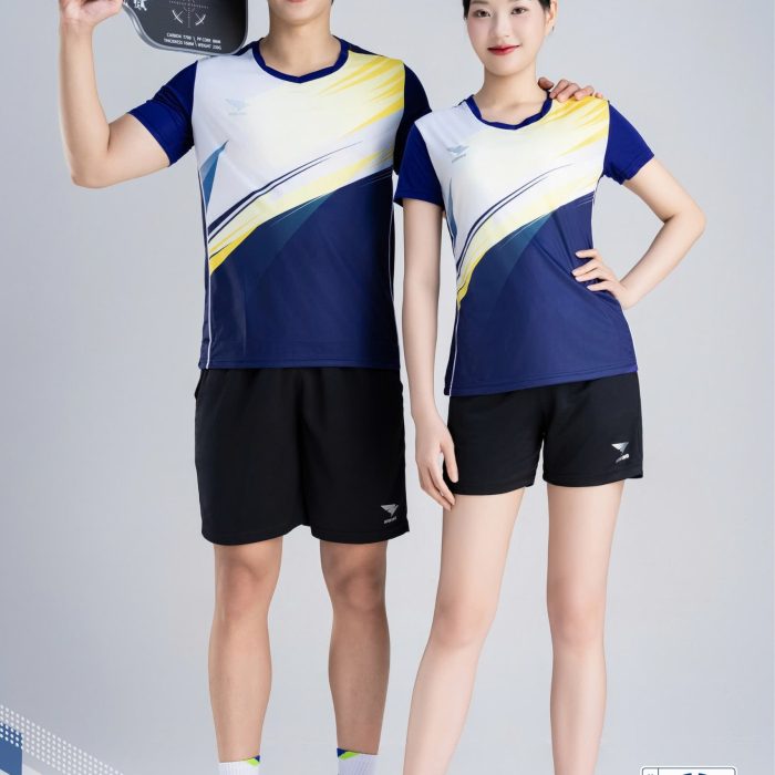 Áo Cầu Lông Hiwing M1 Nam Nữ Màu Xanh Than – Cooling Fabric Co Giãn 4 Chiều, Thấm Hút Mồ Hôi