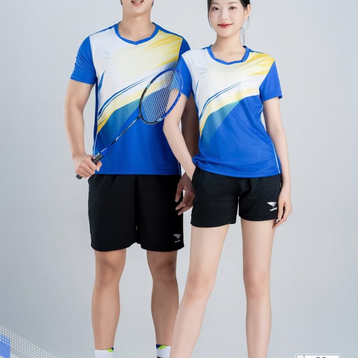 Áo Cầu Lông Hiwing M1 Nam Nữ Màu Xanh – Cooling Fabric Co Giãn 4 Chiều, Thấm Hút Mồ Hôi